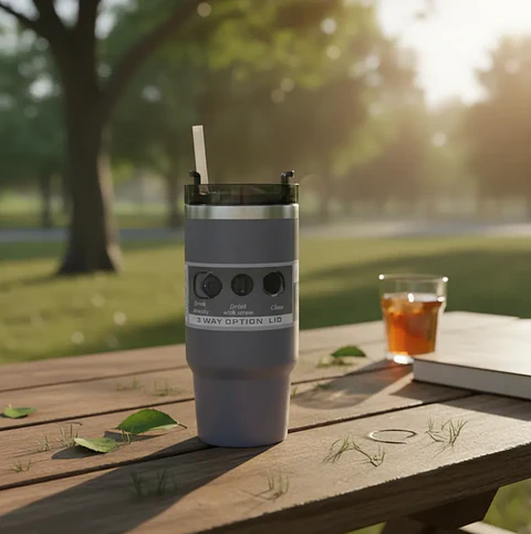 Vaso Térmico 900ml Acero Inoxidable con Tapa y Bombilla