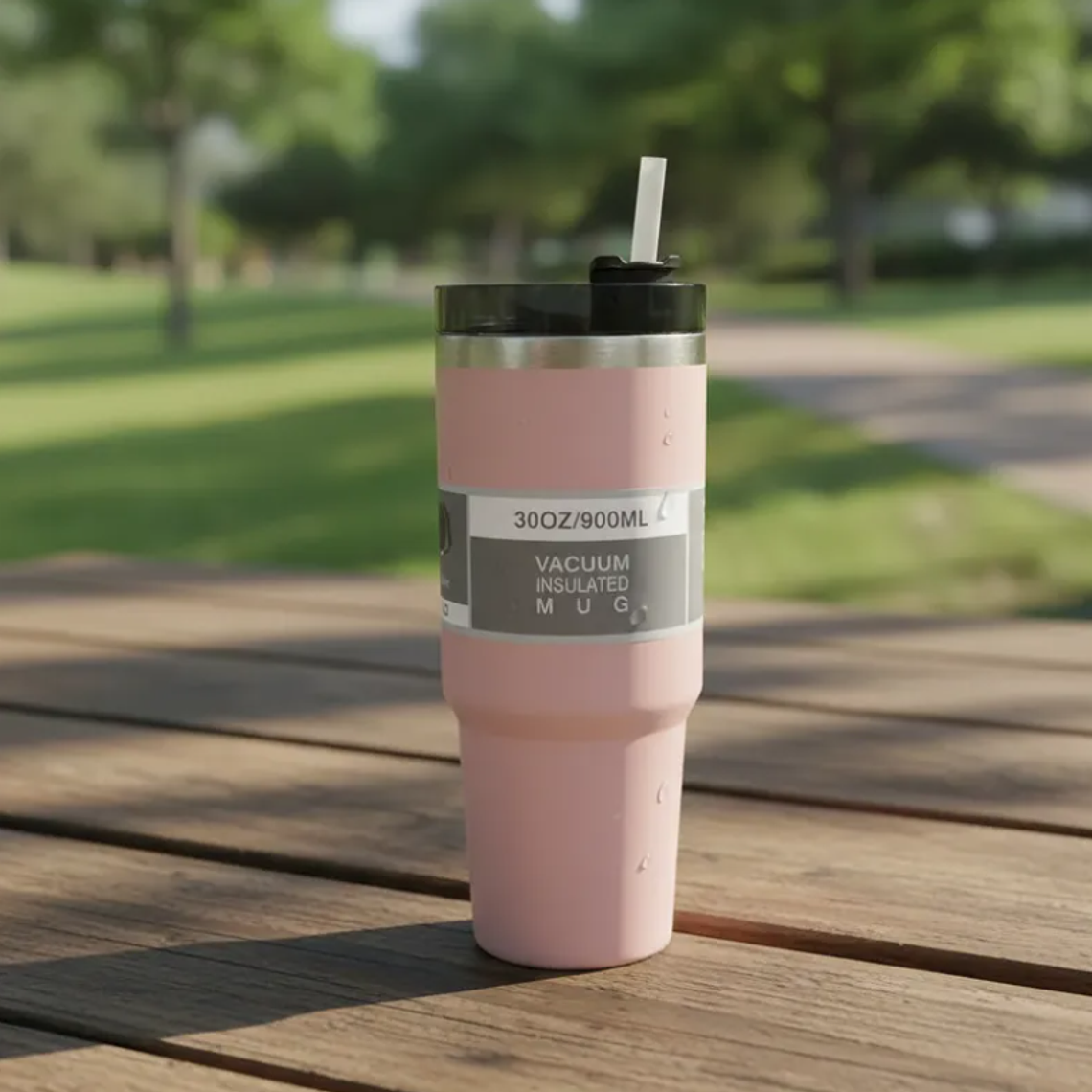 Vaso Térmico 900ml Acero Inoxidable con Tapa y Bombilla 2