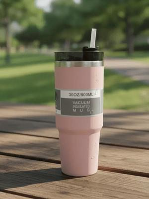 Vaso Térmico 900ml Acero Inoxidable con Tapa y Bombilla