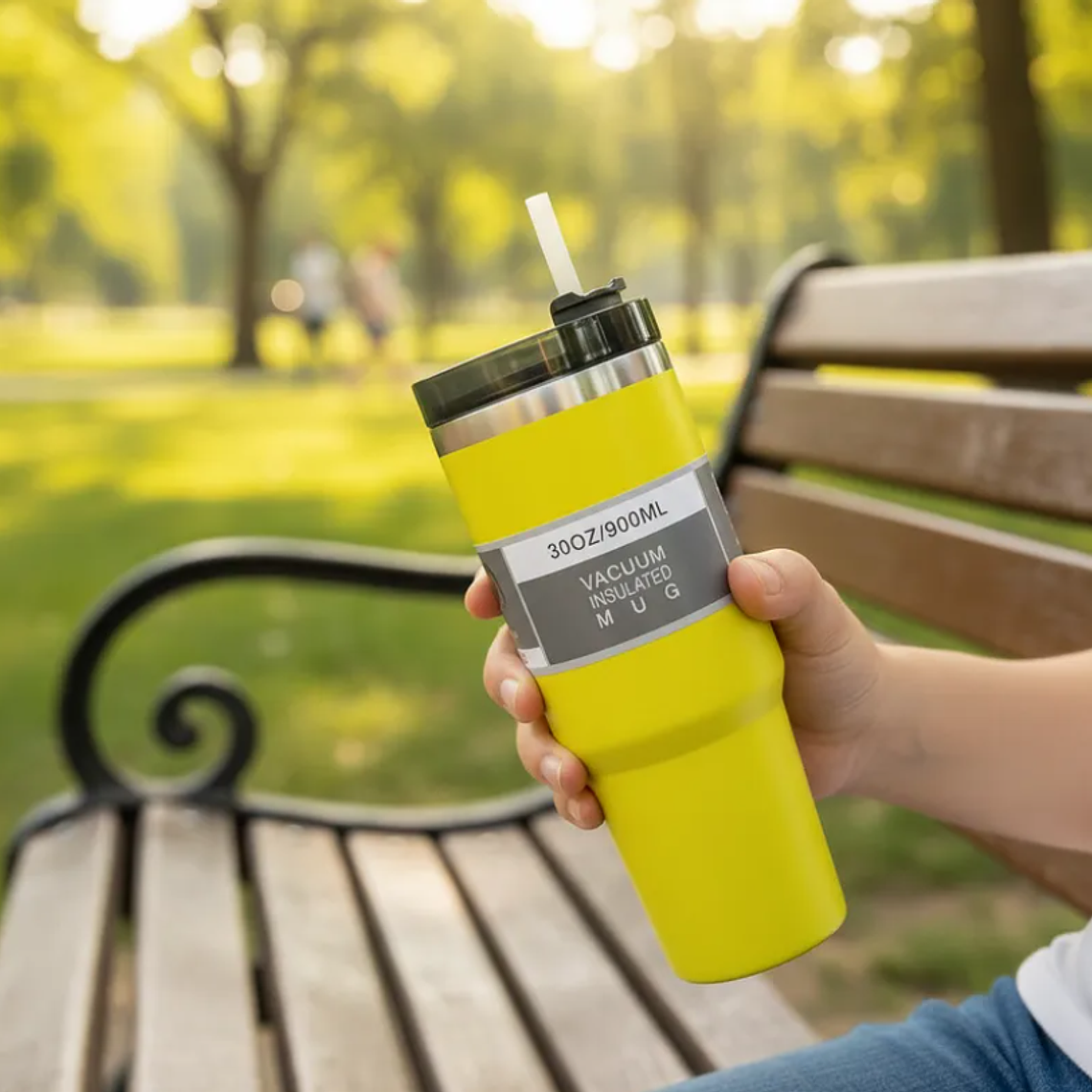 Vaso Térmico 900ml Acero Inoxidable con Tapa y Bombilla 3