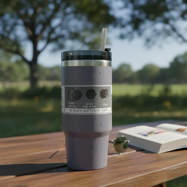 Vaso Térmico 900ml Acero Inoxidable con Tapa y Bombilla 4