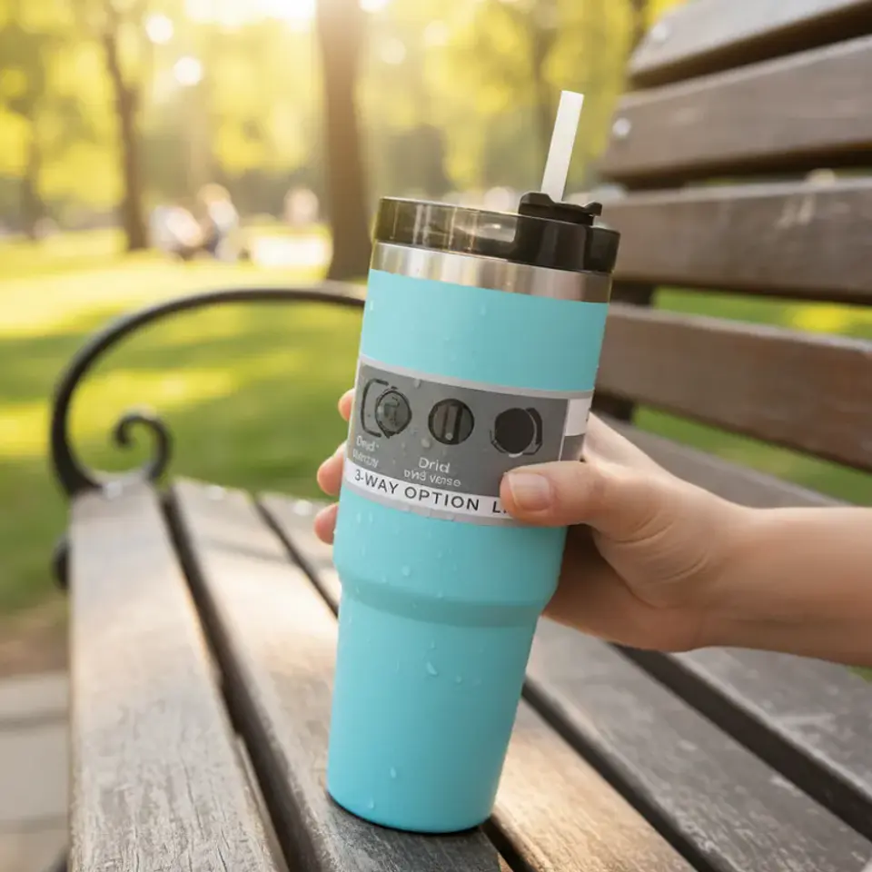 Vaso Térmico 900ml Acero Inoxidable con Tapa y Bombilla 5