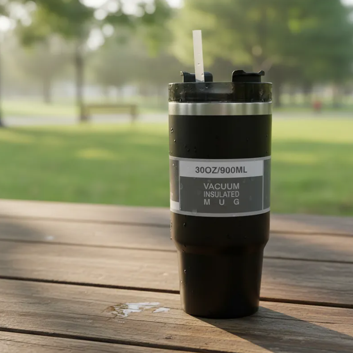 Vaso Térmico 900ml Acero Inoxidable con Tapa y Bombilla 6