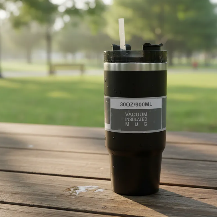 Vaso Térmico 900ml Acero Inoxidable con Tapa y Bombilla 6