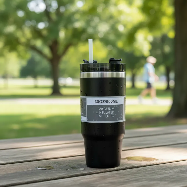 Vaso Térmico 900ml Acero Inoxidable con Tapa y Bombilla 7