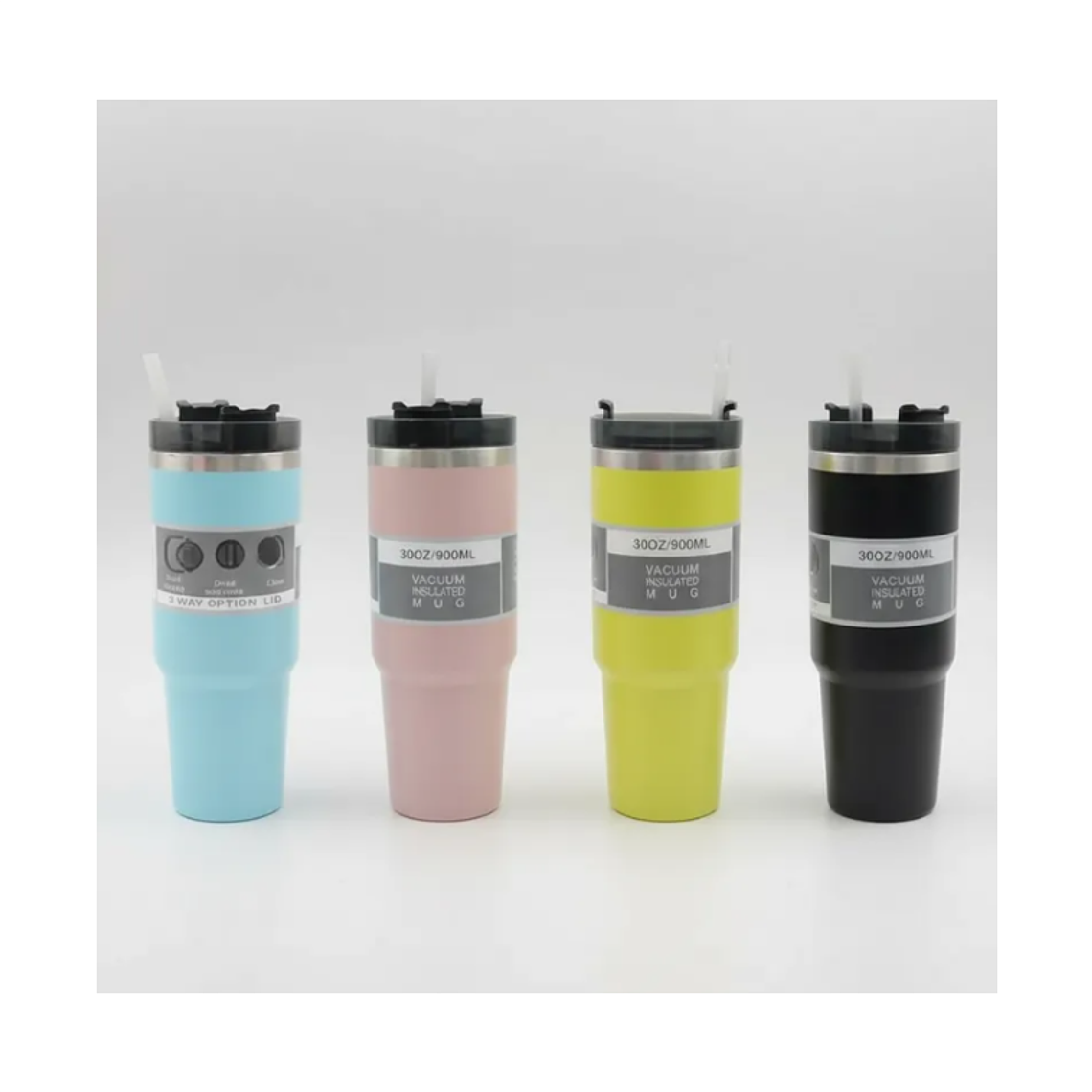 Vaso Térmico 900ml Acero Inoxidable con Tapa y Bombilla 8