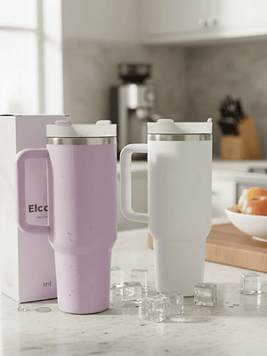 Vaso Térmico 1200ml Acero Inoxidable Con Asa Y Bombilla