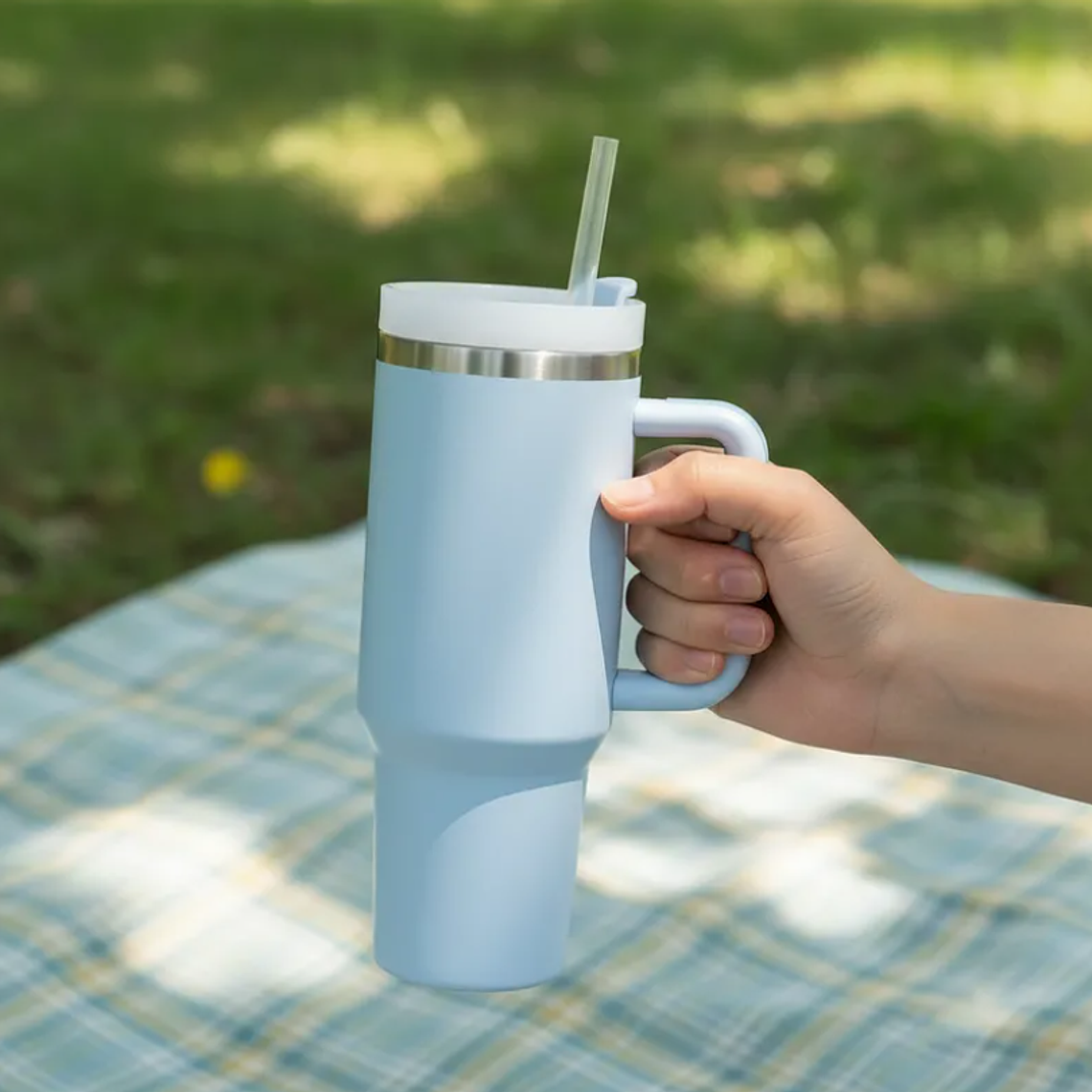 Vaso Térmico 1200ml Acero Inoxidable Con Asa Y Bombilla 3