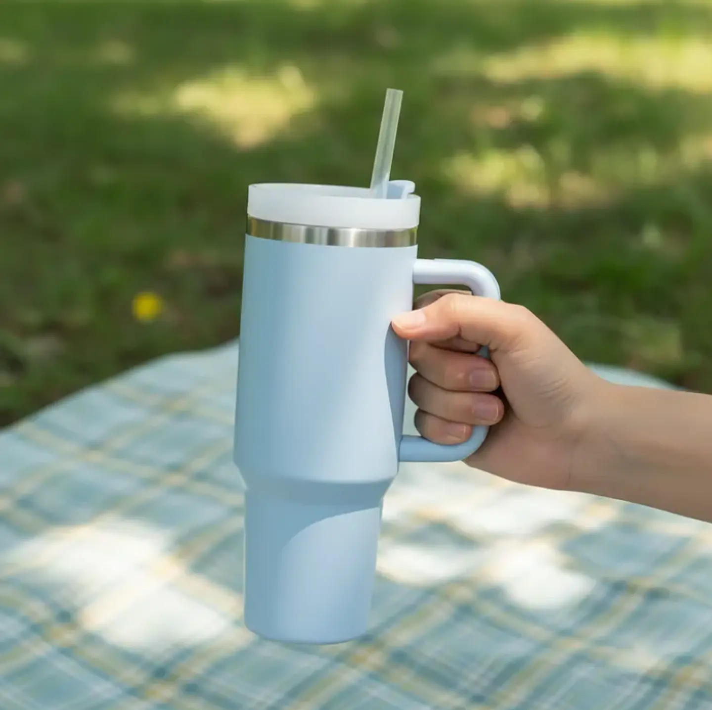 Vaso Térmico 1200ml Acero Inoxidable Con Asa Y Bombilla 3