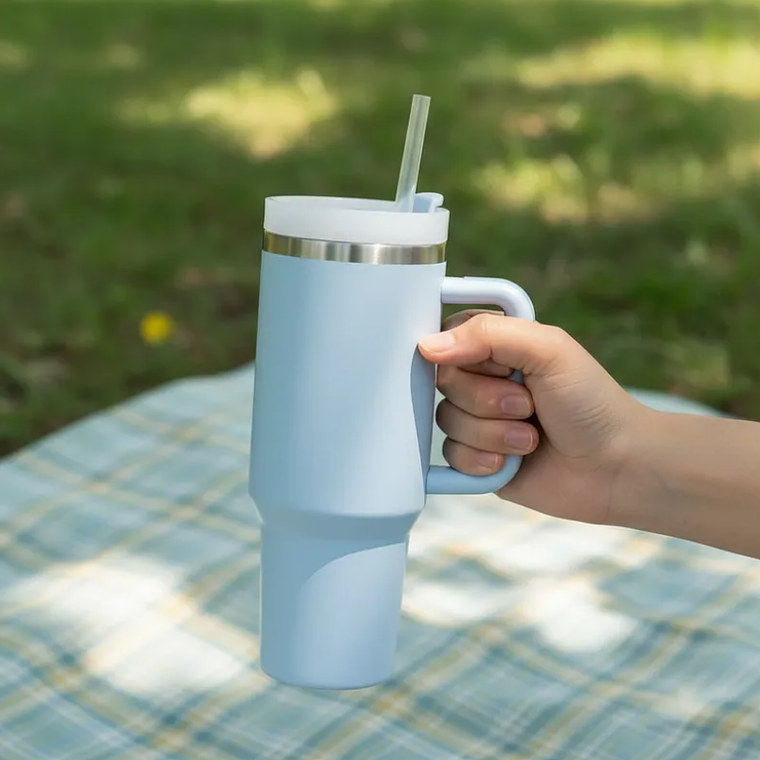 Vaso Térmico 1200ml Acero Inoxidable Con Asa Y Bombilla 3