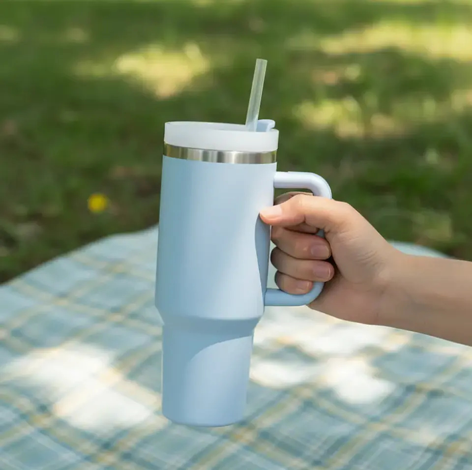 Vaso Térmico 1200ml Acero Inoxidable Con Asa Y Bombilla 3