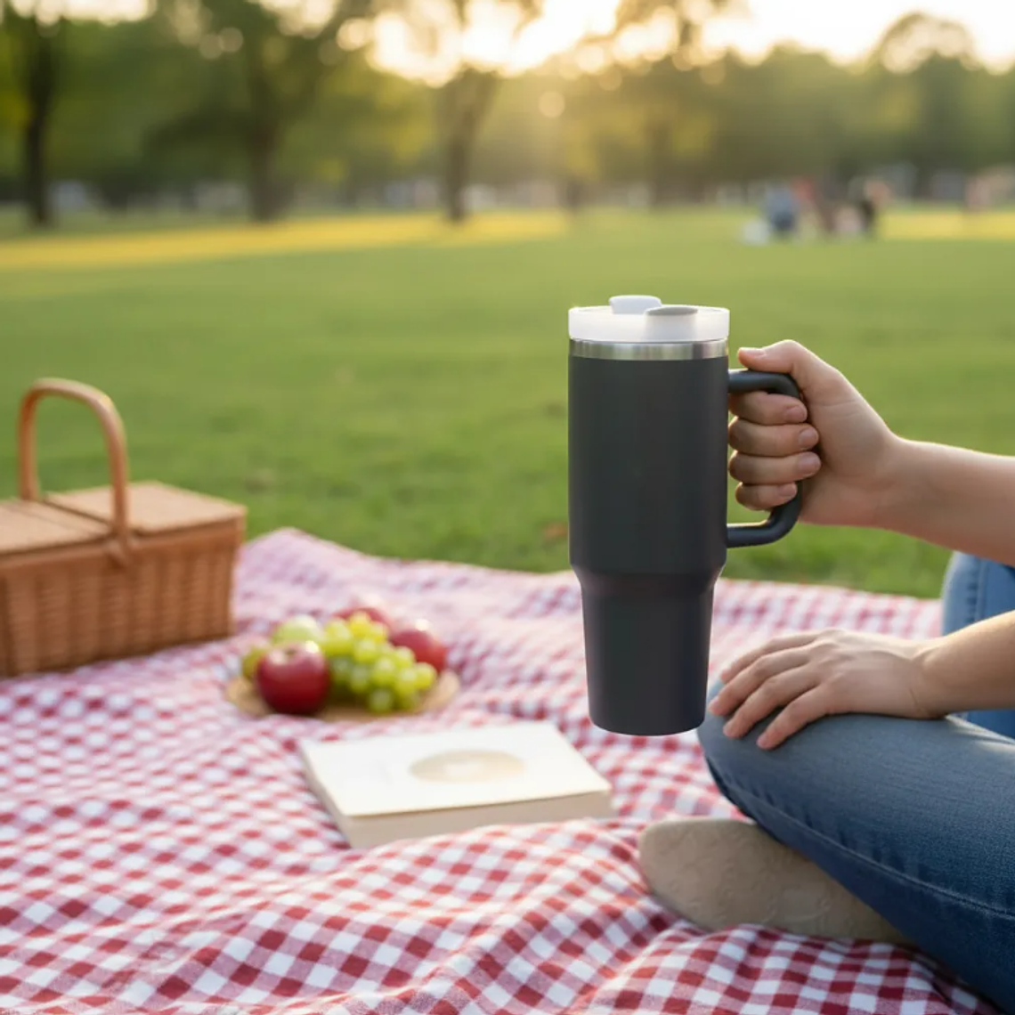 Vaso Térmico 1200ml Acero Inoxidable Con Asa Y Bombilla 4