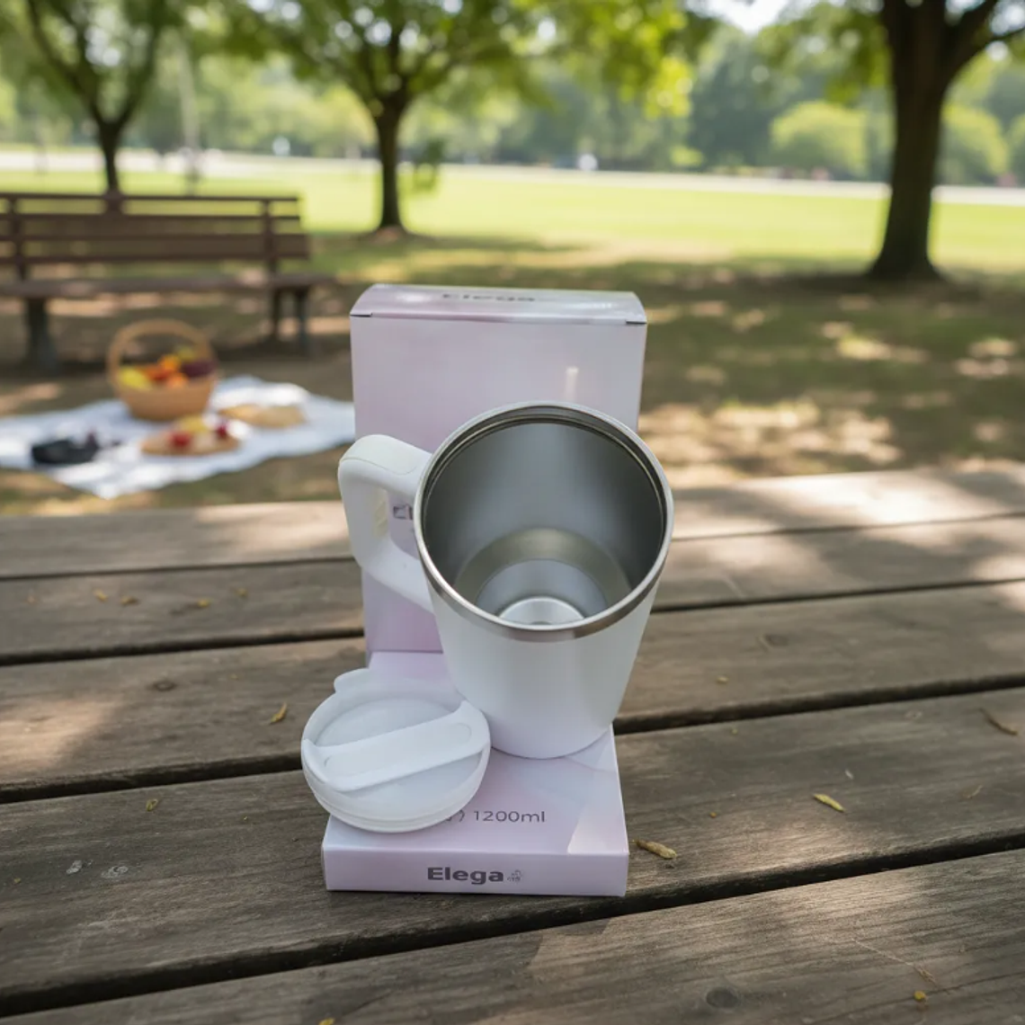 Vaso Térmico 1200ml Acero Inoxidable Con Asa Y Bombilla 9