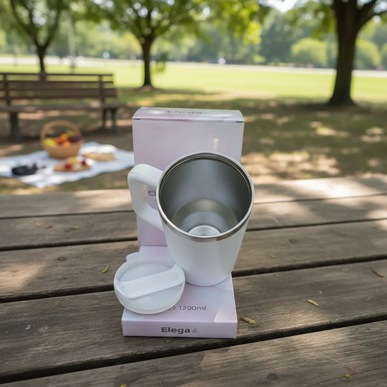 Vaso Térmico 1200ml Acero Inoxidable Con Asa Y Bombilla 9