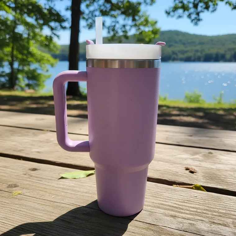 Vaso Térmico 1200ml Acero Inoxidable Con Asa Y Bombilla 8