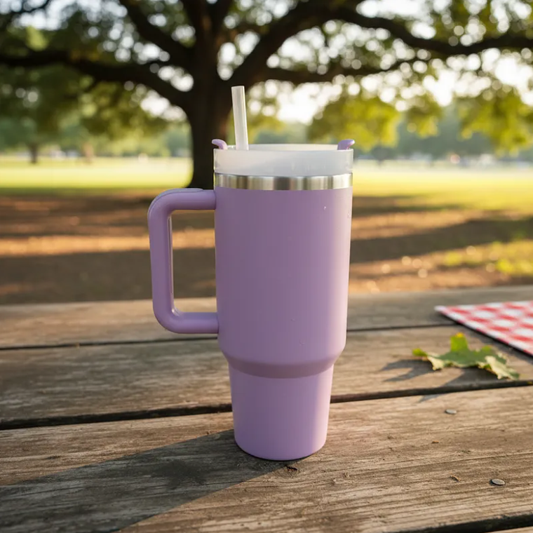 Vaso Térmico 1200ml Acero Inoxidable Con Asa Y Bombilla 6