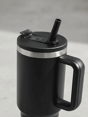 Vaso Térmico 1200ml Acero Inoxidable Con Asa Tapa Y Bombilla