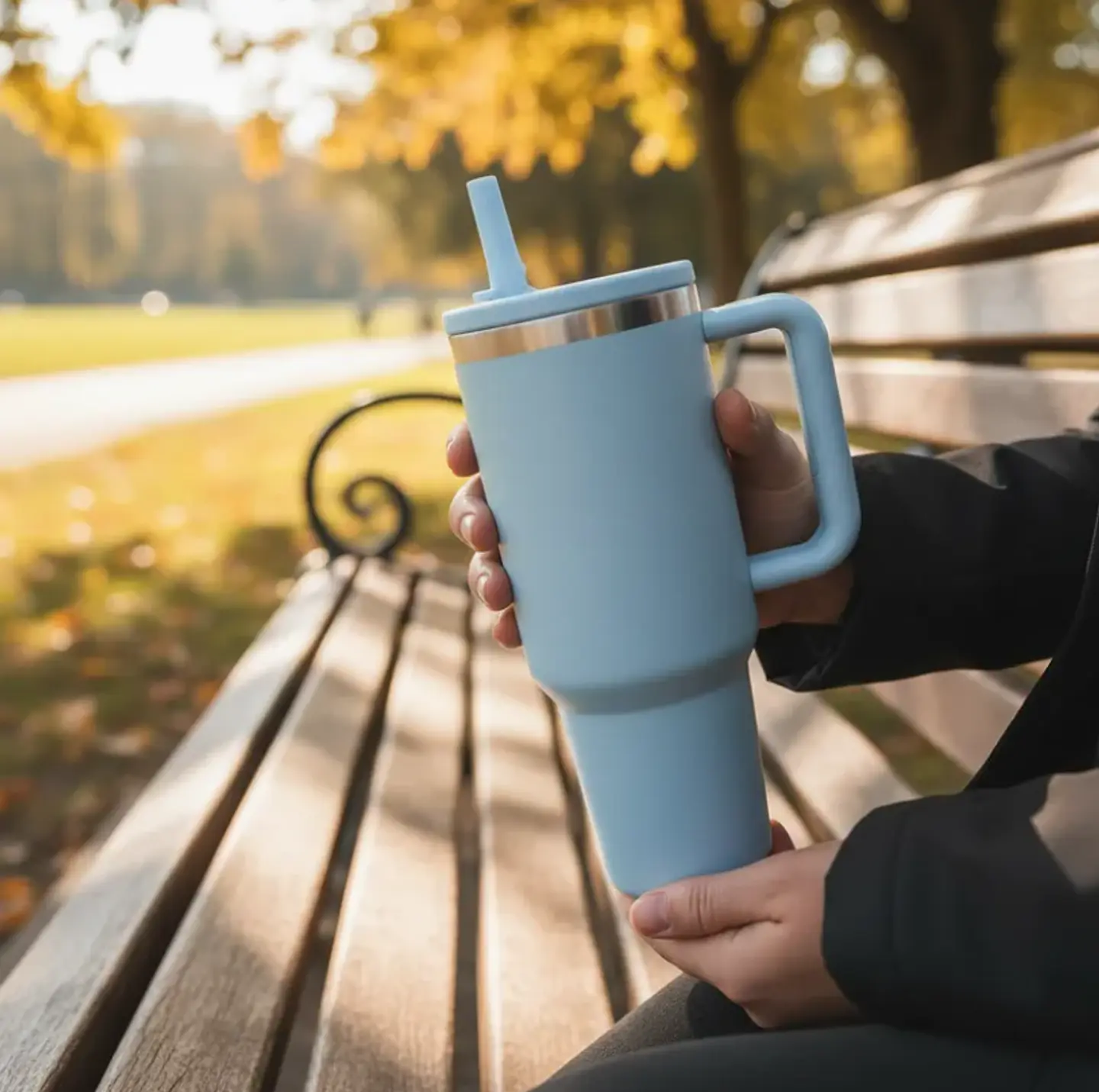 Vaso Térmico 1200ml Acero Inoxidable Con Asa Tapa Y Bombilla 4