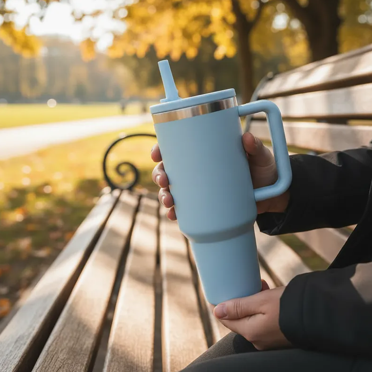 Vaso Térmico 1200ml Acero Inoxidable Con Asa Tapa Y Bombilla 4