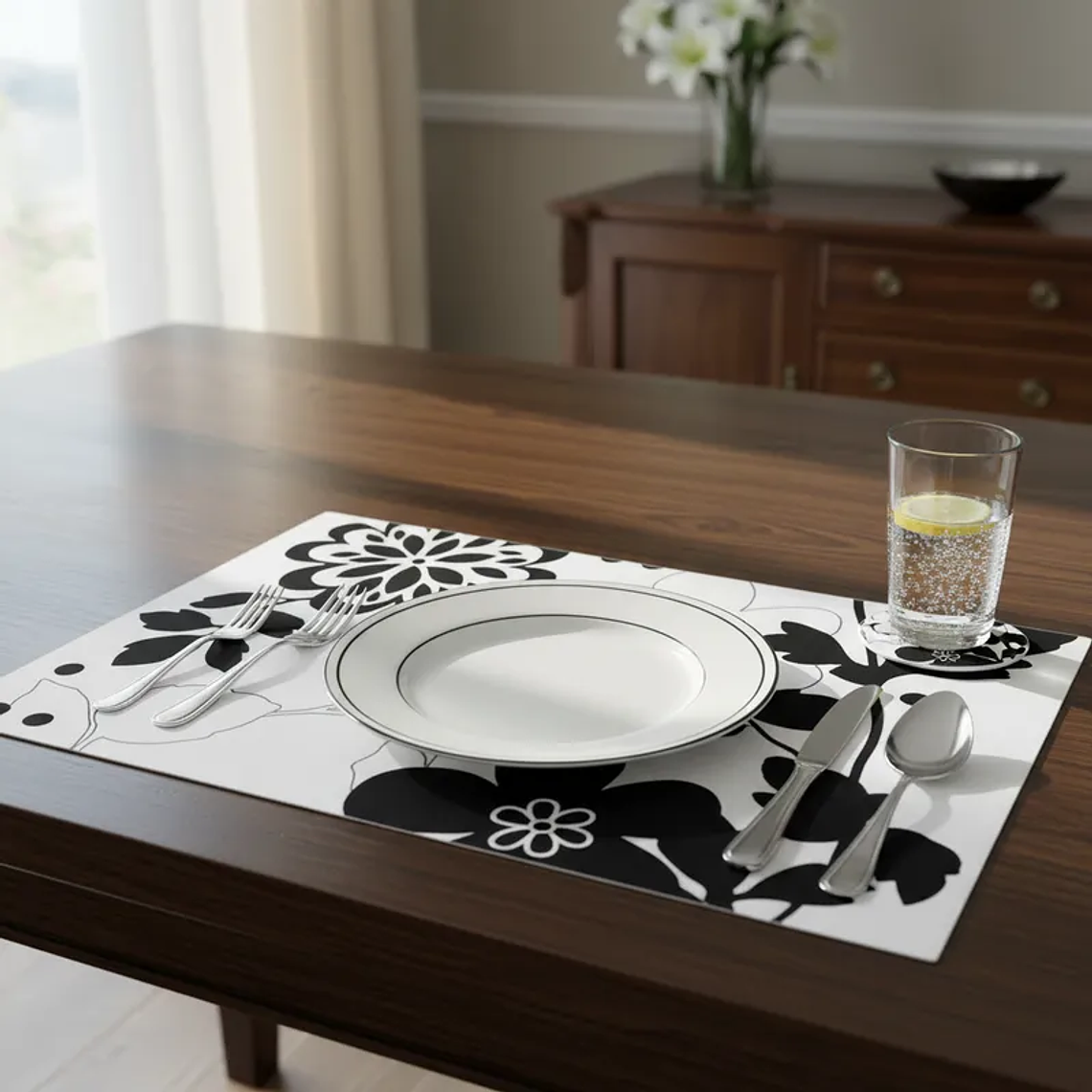 Set 6 Individuales + 6 Posavasos Floral 42x27.5cm 1