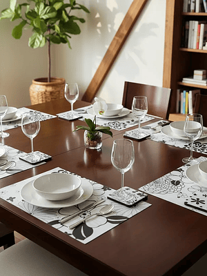 Set 6 Individuales + 6 Posavasos Floral 42x27.5cm