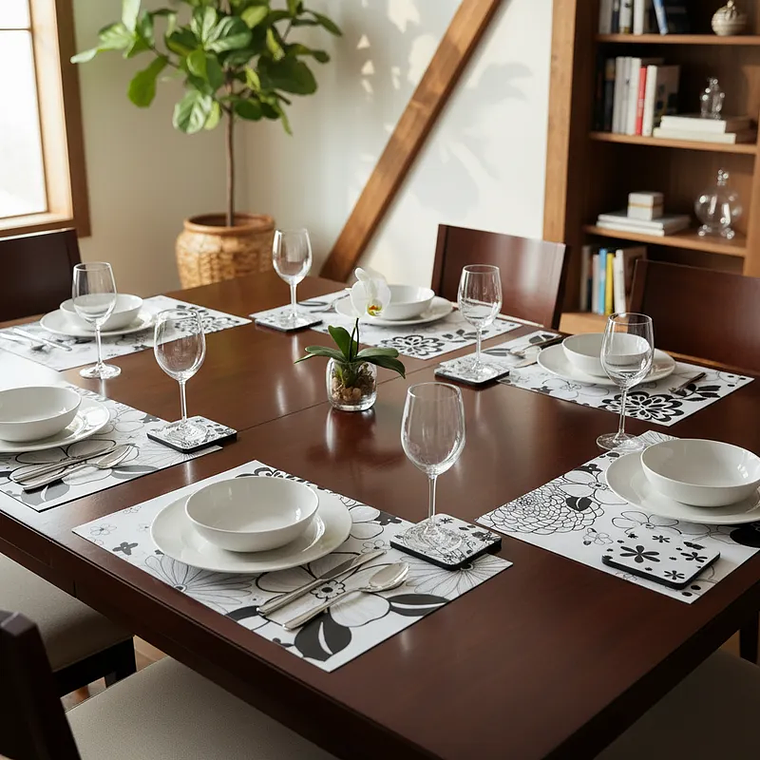 Set 6 Individuales + 6 Posavasos Floral 42x27.5cm 2