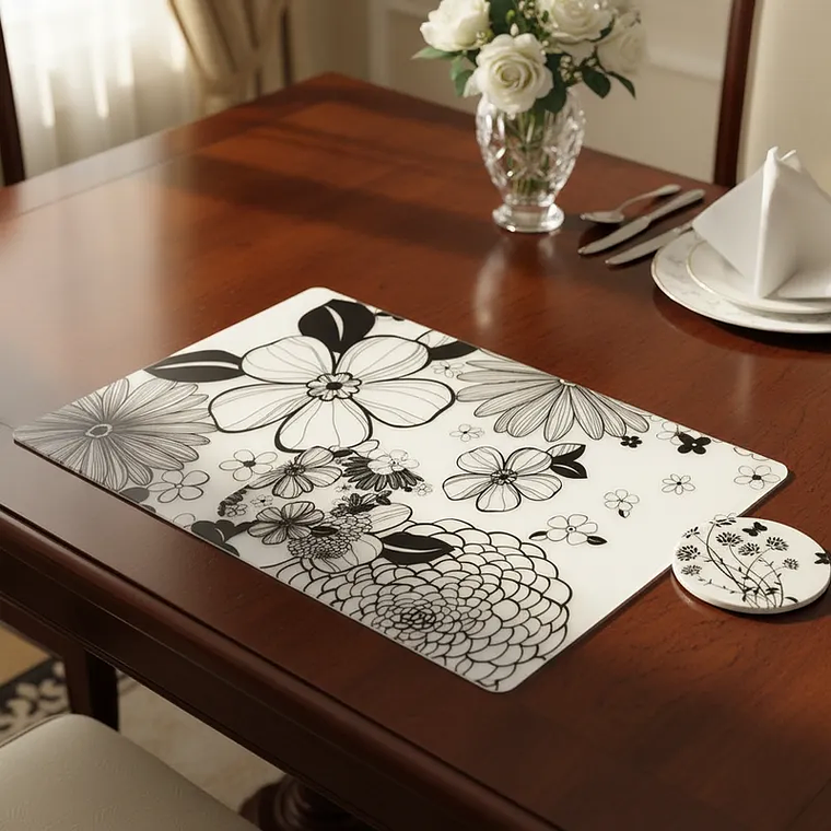 Set 6 Individuales + 6 Posavasos Floral 42x27.5cm 3