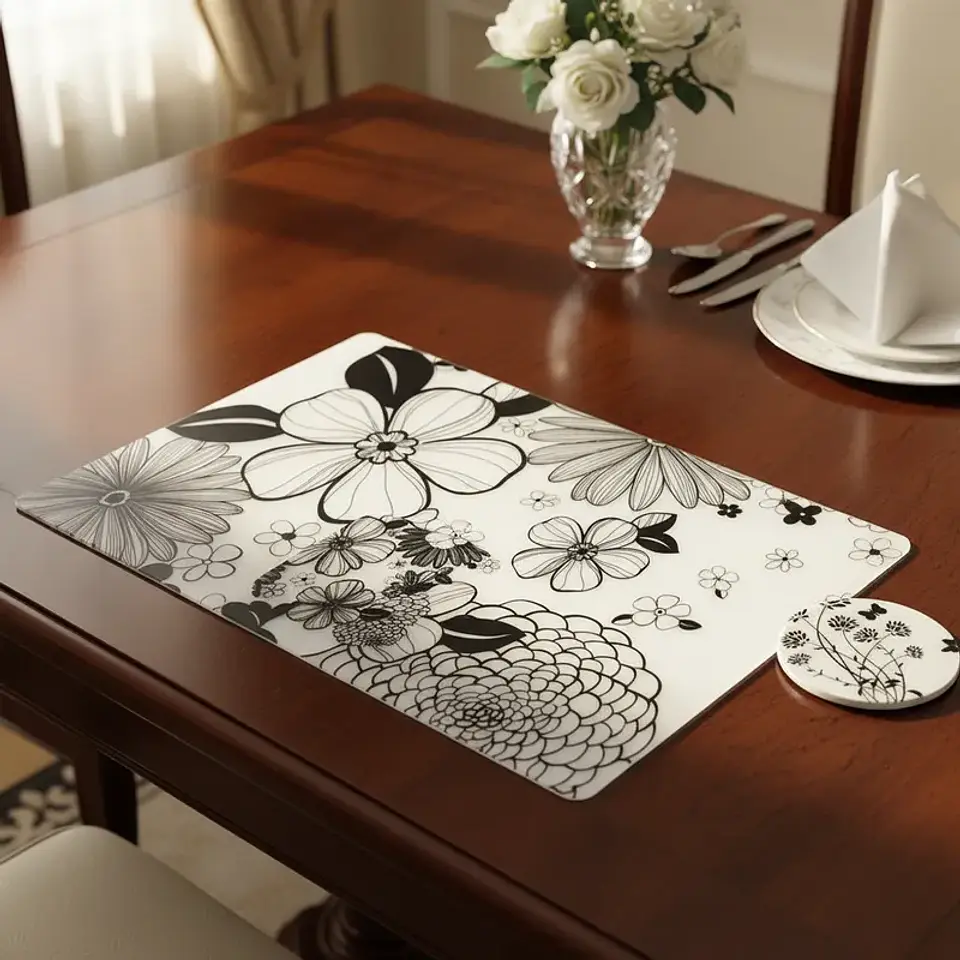 Set 6 Individuales + 6 Posavasos Floral 42x27.5cm 3
