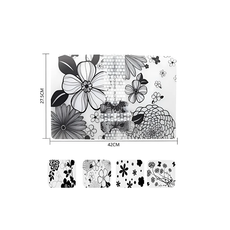 Set 6 Individuales + 6 Posavasos Floral 42x27.5cm 5