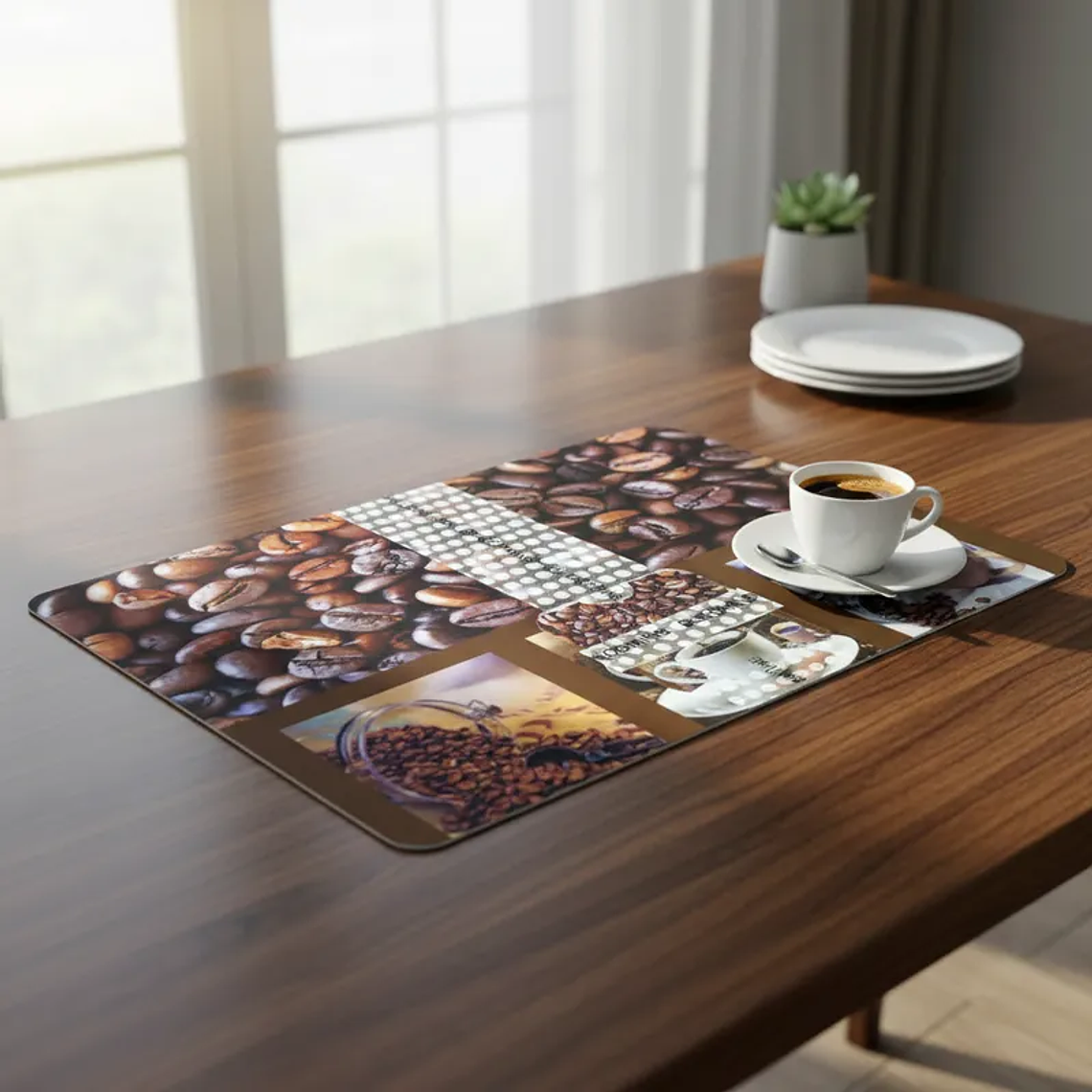 Set 6 Individuales y 6 Posavasos Café 42x27.5cm 1