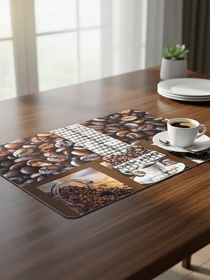 Set 6 Individuales y 6 Posavasos Café 42x27.5cm