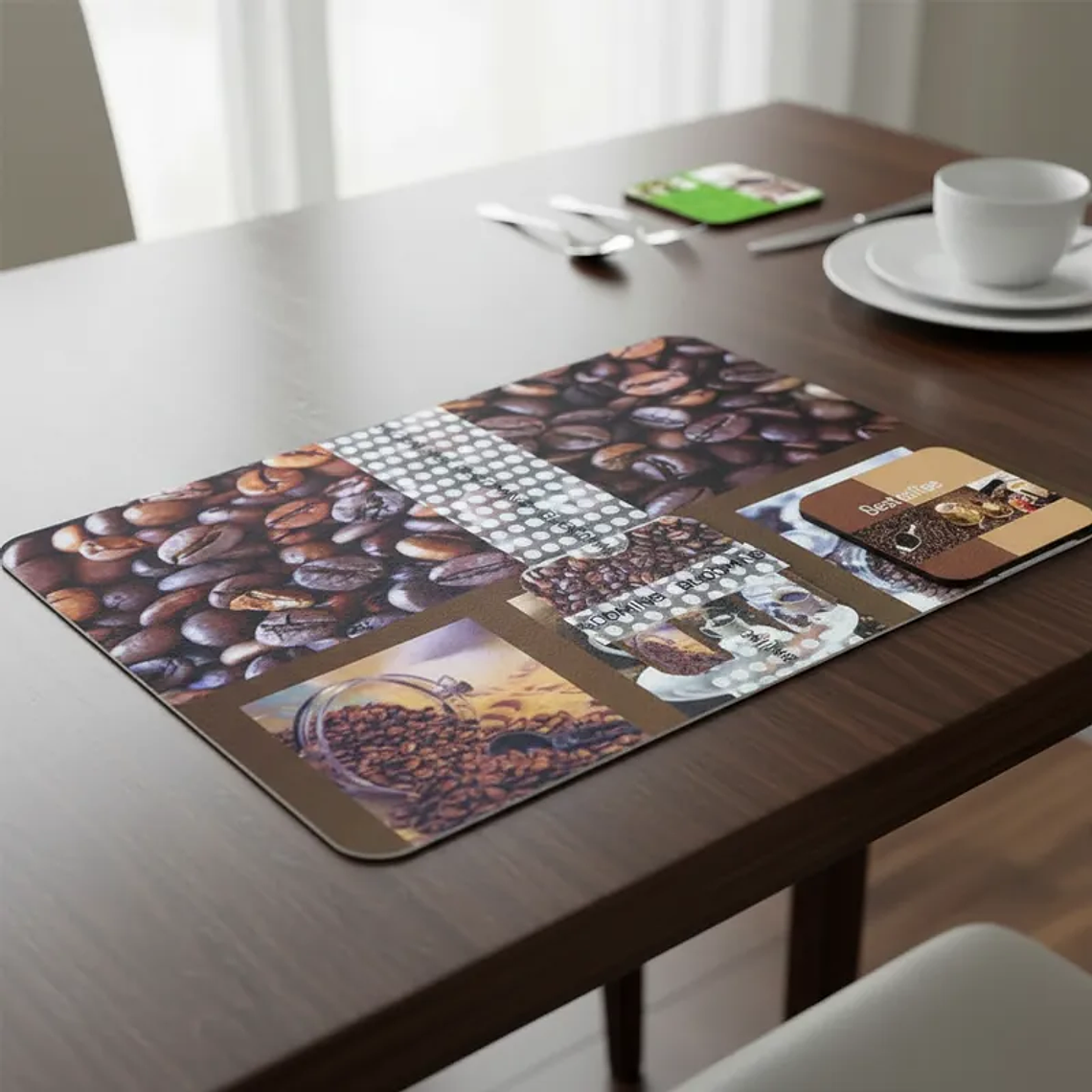 Set 6 Individuales y 6 Posavasos Café 42x27.5cm 2