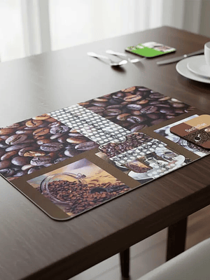 Set 6 Individuales y 6 Posavasos Café 42x27.5cm