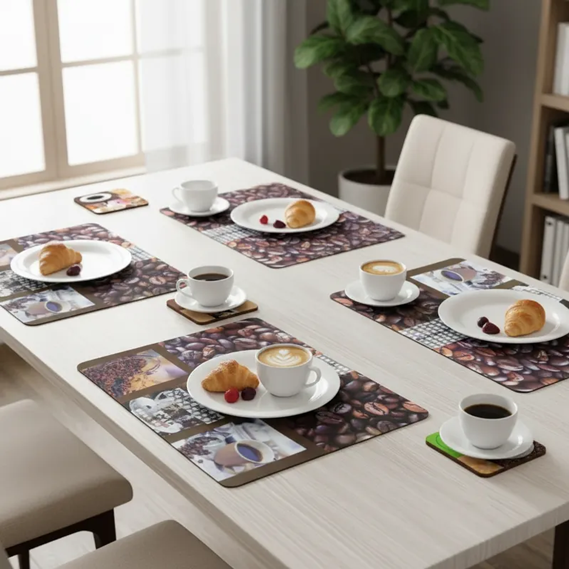 Set 6 Individuales y 6 Posavasos Café 42x27.5cm 3