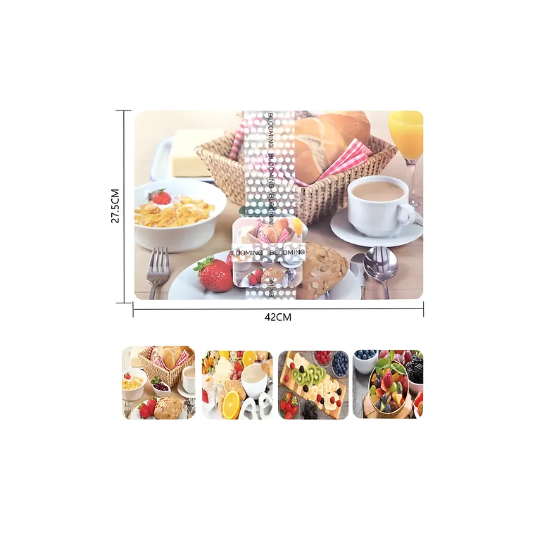 Set 6 Individuales y 6 Posavasos Estampados Mesa 4