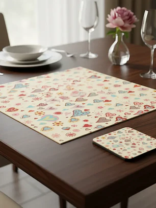 Set 6 Individuales y 6 Posavasos Diseños Pasteles