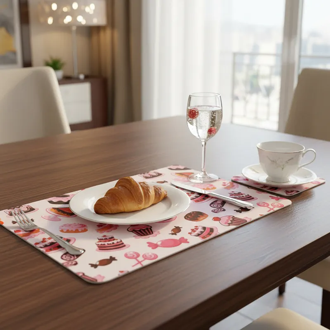 Set 6 Individuales y 6 Posavasos Diseños Pasteles 1