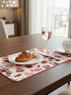 Set 6 Individuales y 6 Posavasos Diseños Pasteles