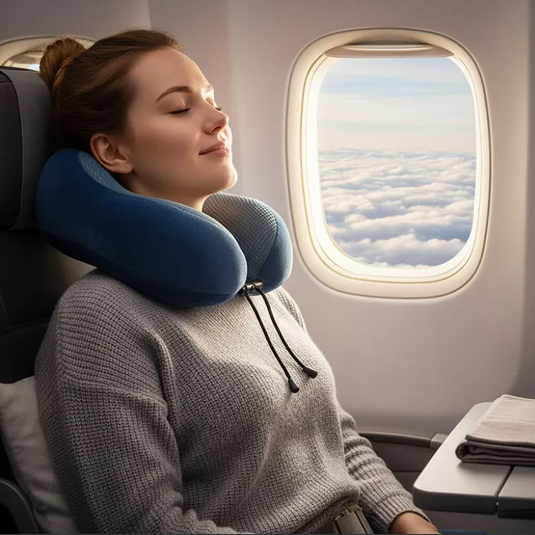 Almohada Cojín De Viaje Para Cuello Ergonómico Viscoelástico 4