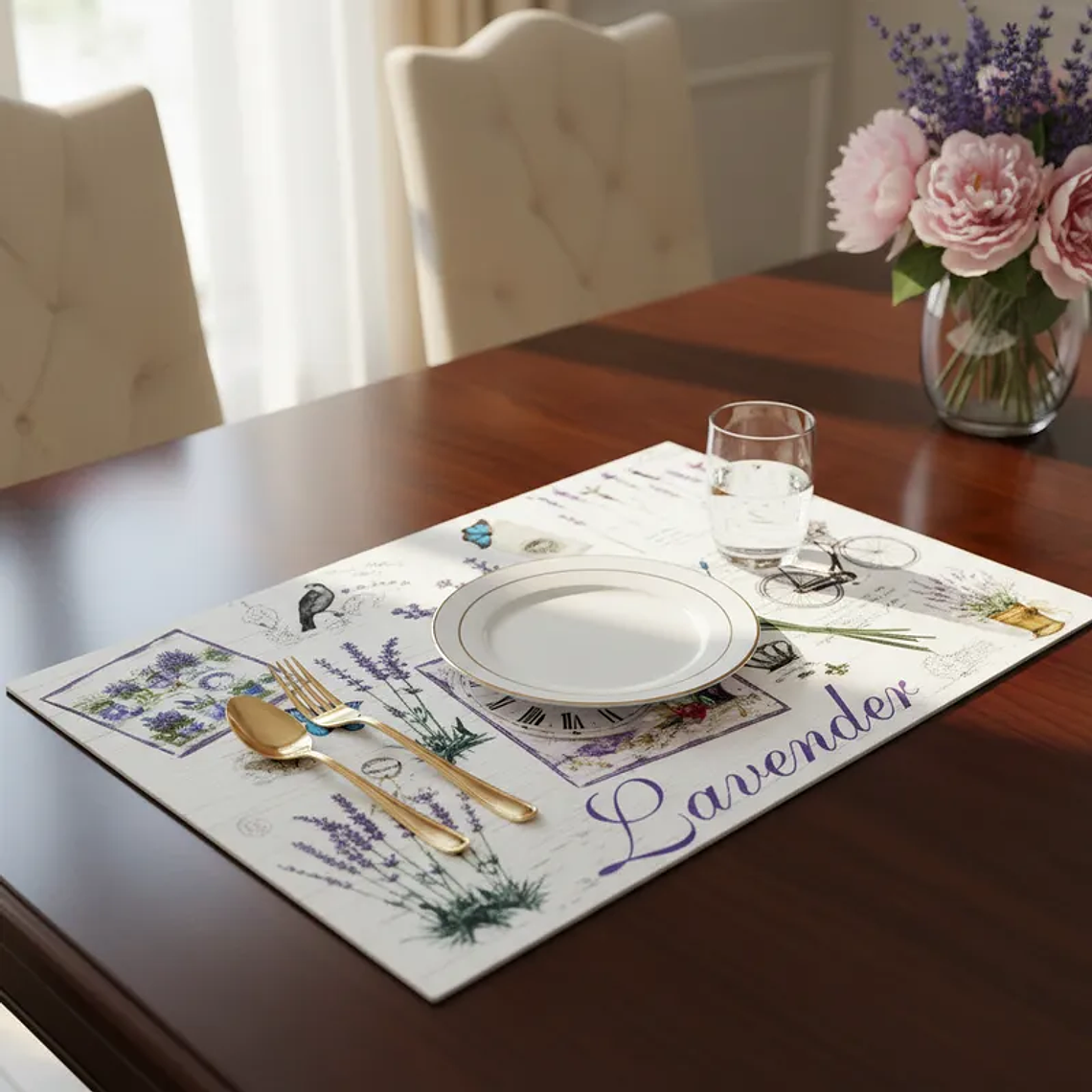 Set 6 Individuales y 6 Posavasos Floral 42x27.5cm 3