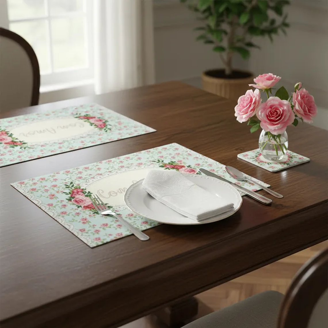 Set 6 Individuales y 6 Posavasos Corazones 27.5x42cm 1