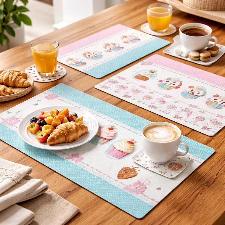 Set 6 Individuales y 6 Posavasos 27.5x42cm Diseño Varios 3