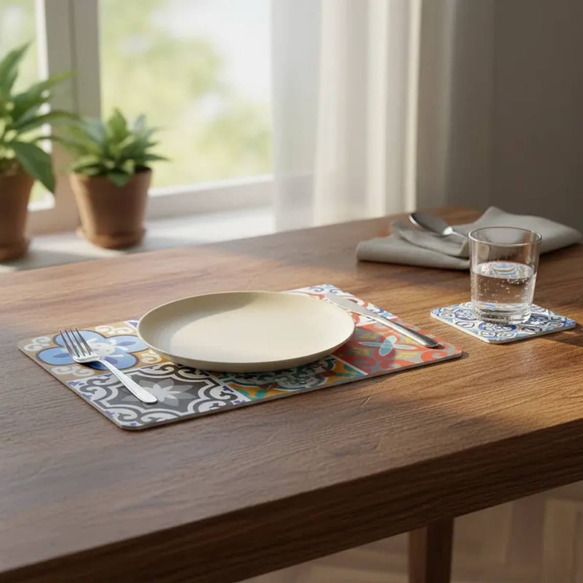 Set 6 Individuales y 6 Posavasos Mandalas 42x27cm 1