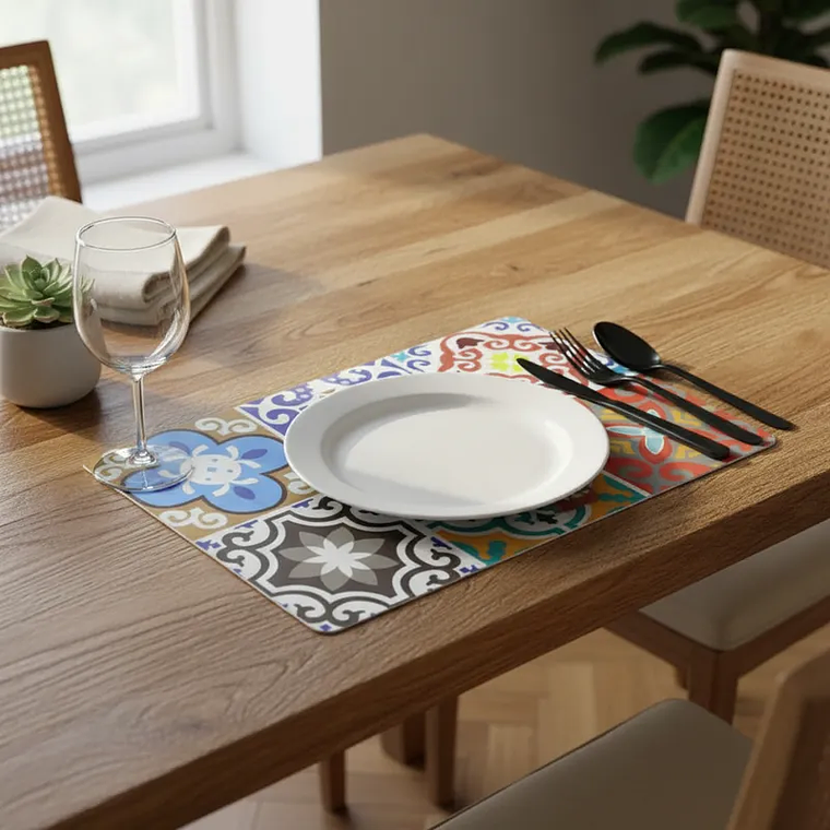 Set 6 Individuales y 6 Posavasos Mandalas 42x27cm 2