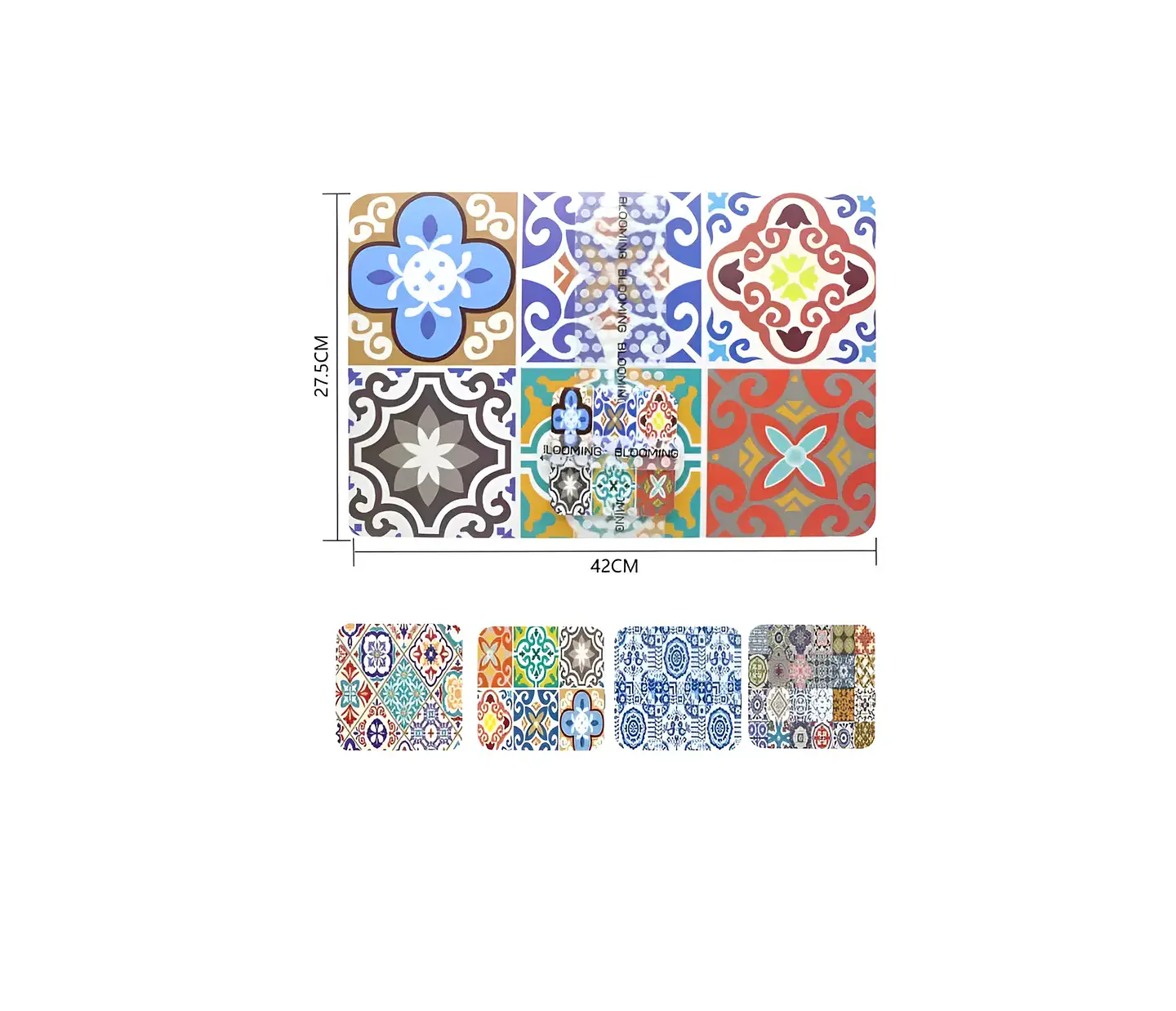 Set 6 Individuales y 6 Posavasos Mandalas 42x27cm 3