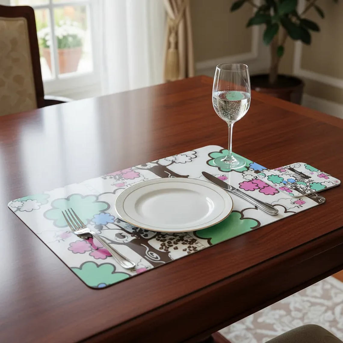 Set 6 Individuales y 6 Posavasos Estampados 42x27.5cm 1