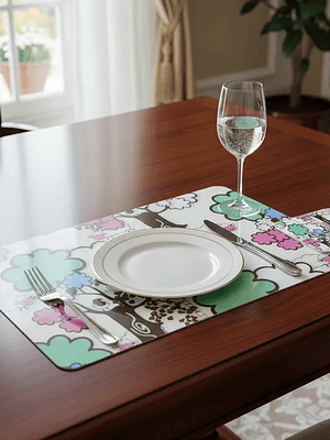 Set 6 Individuales y 6 Posavasos Estampados 42x27.5cm