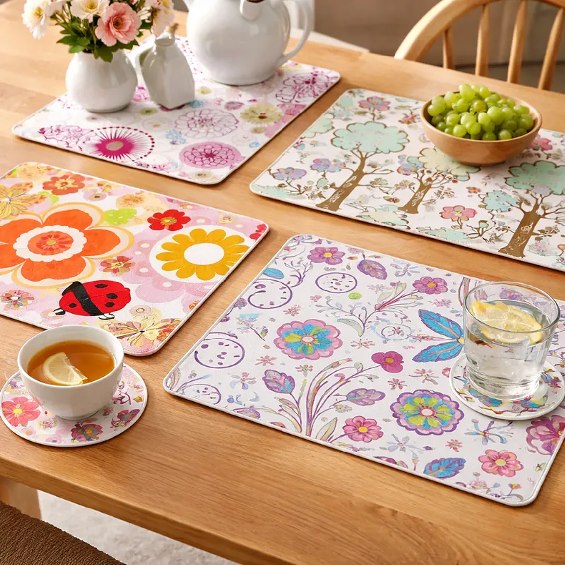 Set 6 Individuales y 6 Posavasos Estampados 42x27.5cm 3