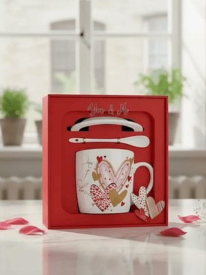 Set Taza San Valentín dia mama con Cuchara y Caja de Regalo