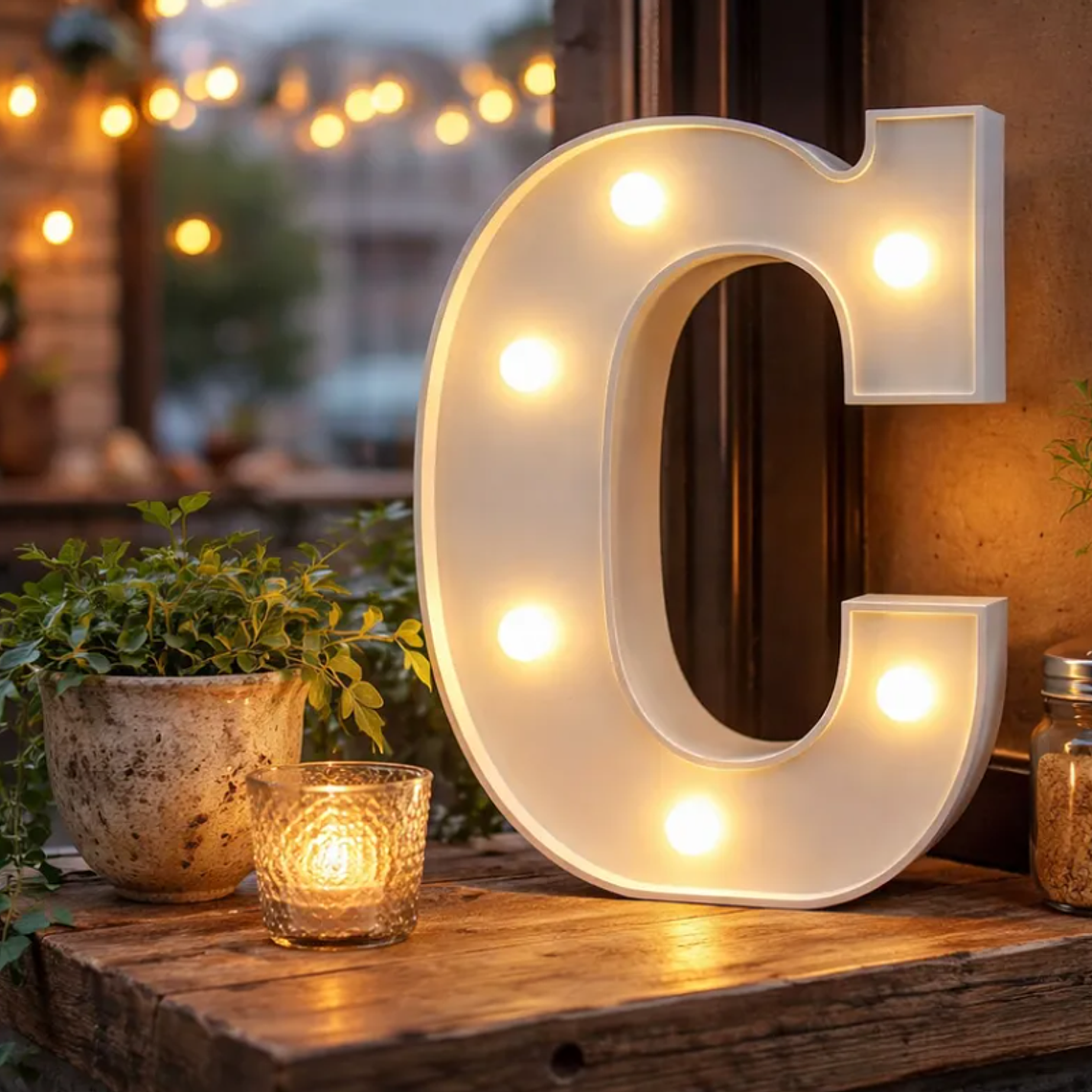 Letra C Luminosa Decorativa Con Luces Led  22cm 4